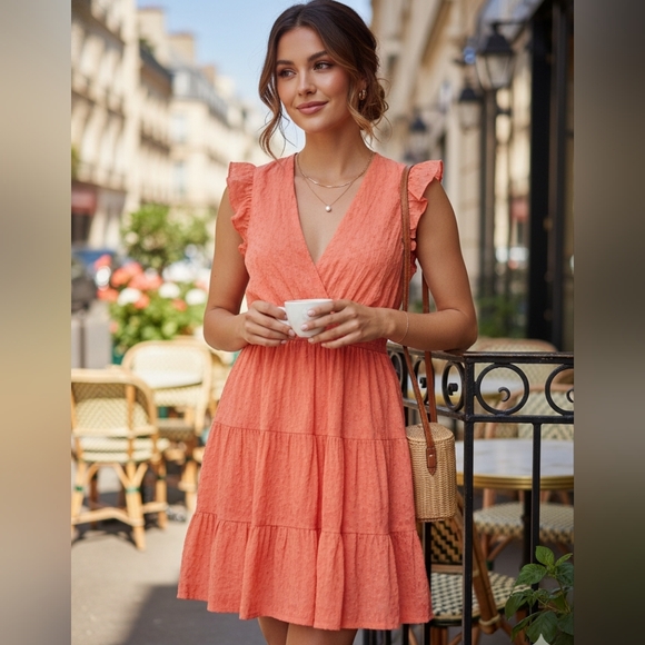 cinq a sept Dresses & Skirts - NWT Cinq à Sept A-Line mini Dress Orange V-Neck feminine 6